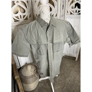 Vintage Grass Roots Green Cargo Utility Hiking Camp Shirt Safari Large